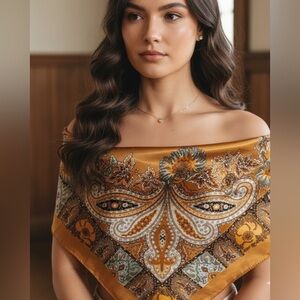 ✨NEW Paisley Scarf in Gold and Brown